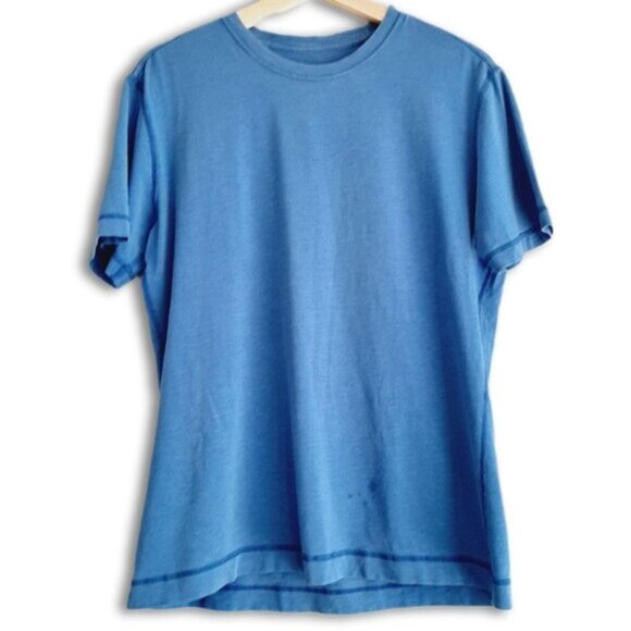 LULULEMON Athletic Short Sleeve Tee Crewneck Bright Blue T-Shirt Sz 10 Flawed - Picture 1 of 8